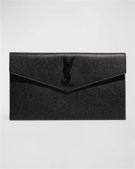 Saint Laurent Uptown YSL Pouch in Grained Leather.